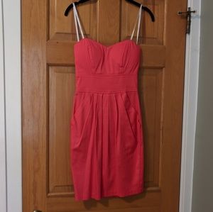 Coral sweetheart strapless dress *with pockets*